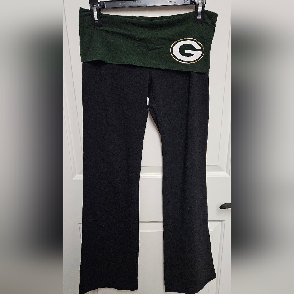 Women's Victoria's Secret PINK Green Bay Packers Yoga Foldover Flare Pants